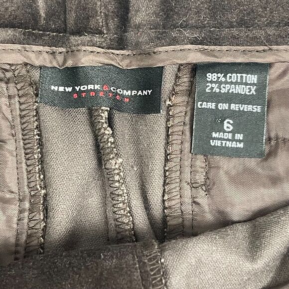 Women's Stretch Brown Velour Wide Leg Flare Dress Pants Size 6 Mid Rise Office - Picture 7 of 7